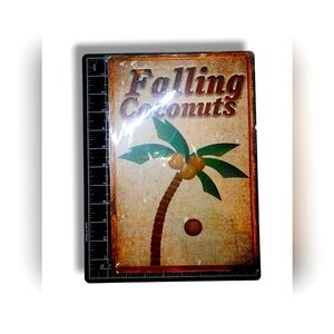New Falling Coconuts Metal Tin Sign 8"x12", Beach House Decor Novelty